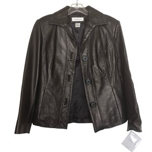 NWT Preston & York Womens Black Genuine Leather Jacket